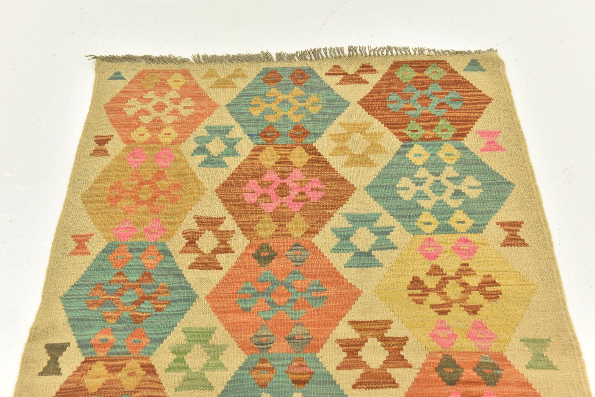 3' 2 x 5' 3 Hand Woven Kilim Maymana Wool Rug