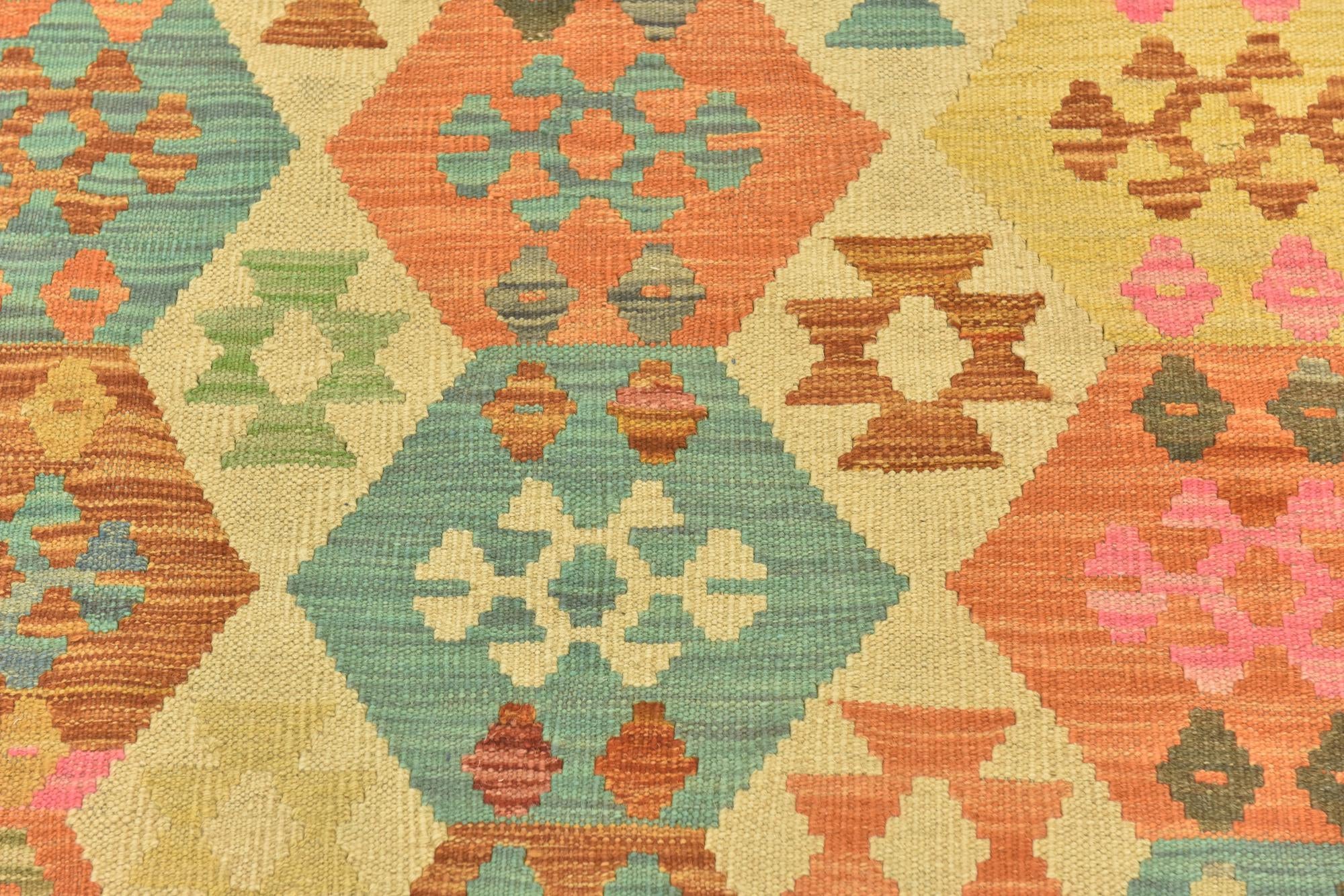 3' 2 x 5' 3 Hand Woven Kilim Maymana Wool Rug