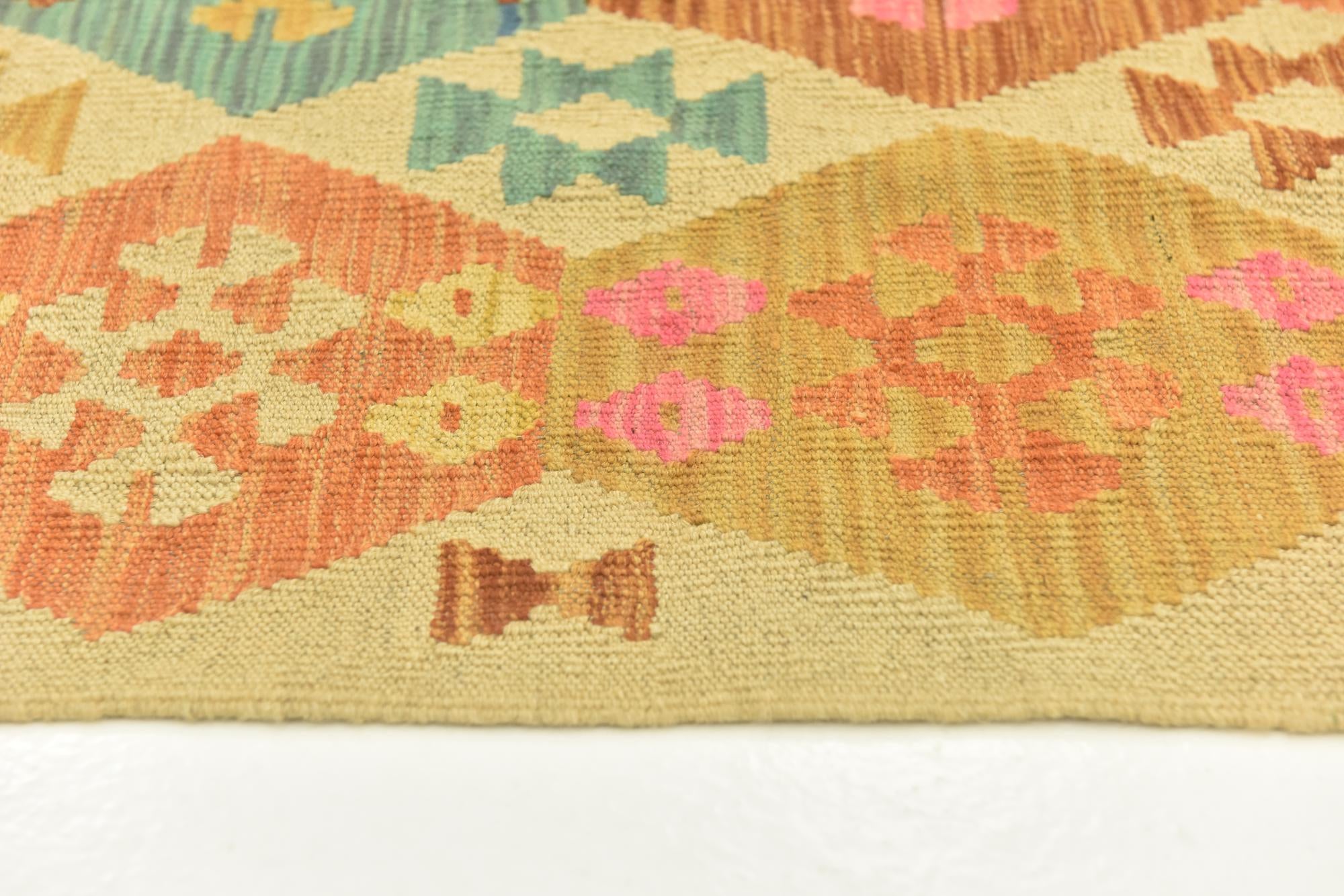 3' 2 x 5' 3 Hand Woven Kilim Maymana Wool Rug