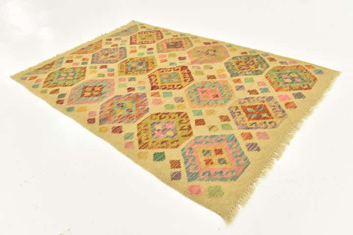 3' 3 x 4' 9 Hand Woven Kilim Maymana Wool Rug
