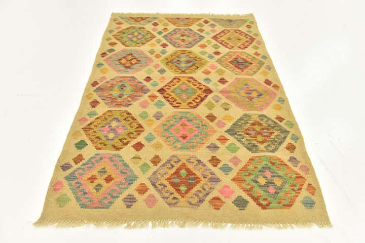 3' 3 x 4' 9 Hand Woven Kilim Maymana Wool Rug