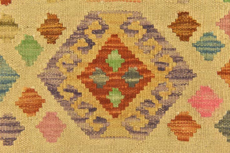 Detail image of 3' 3 x 4' 9 Hand Woven Kilim Maymana Wool Rug