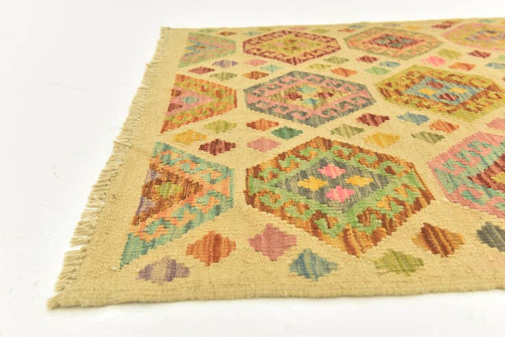 Detail image of 3' 3 x 4' 9 Hand Woven Kilim Maymana Wool Rug