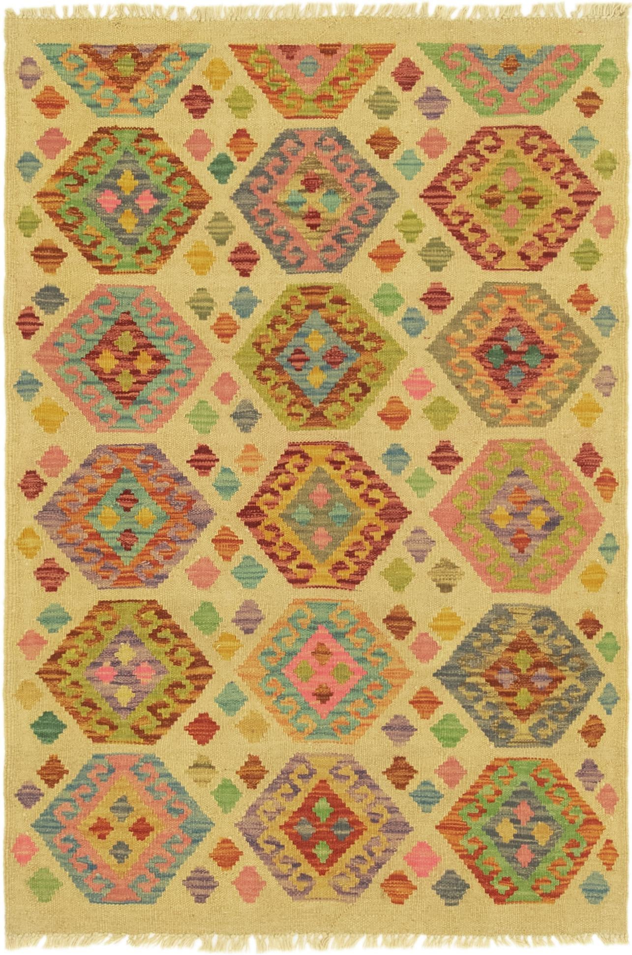 3' 3 x 4' 9 Hand Woven Kilim Maymana Wool Rug