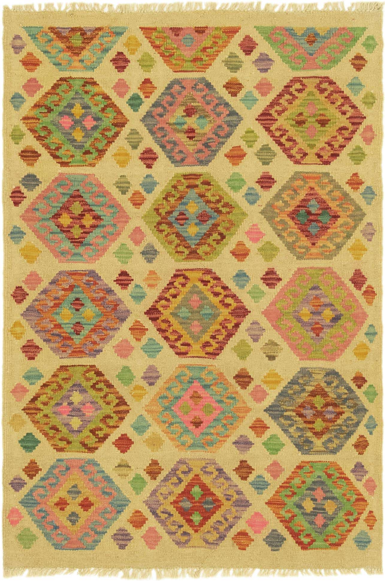 3' 3 x 4' 9 Hand Woven Kilim Maymana Wool Rug
