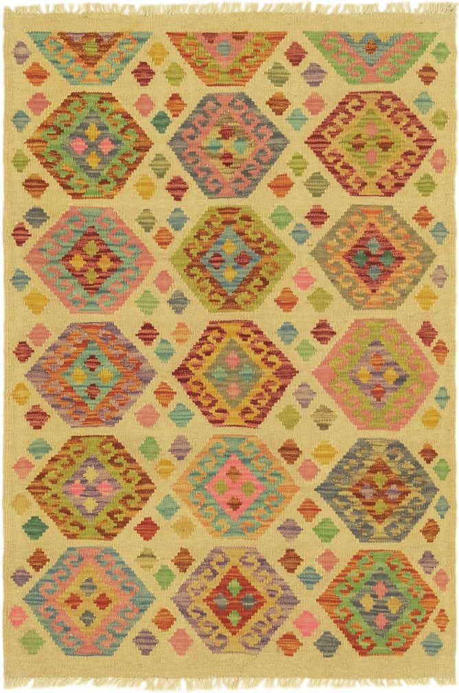 3' 3 x 4' 9 Hand Woven Kilim Maymana Wool Rug