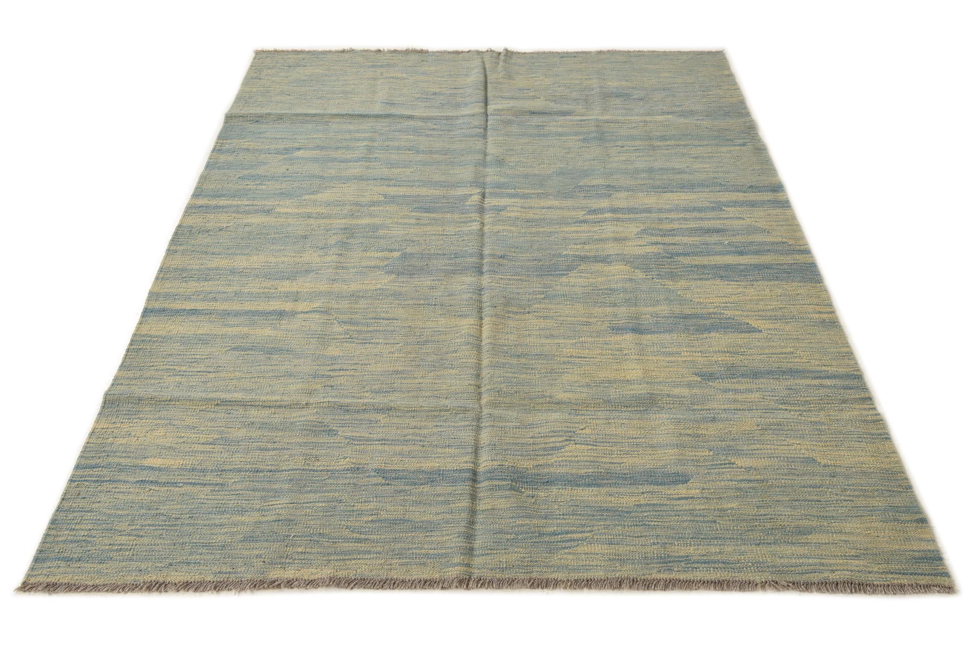 4' 10 x 6' 7 Hand Woven Kilim Modern Wool Rug
