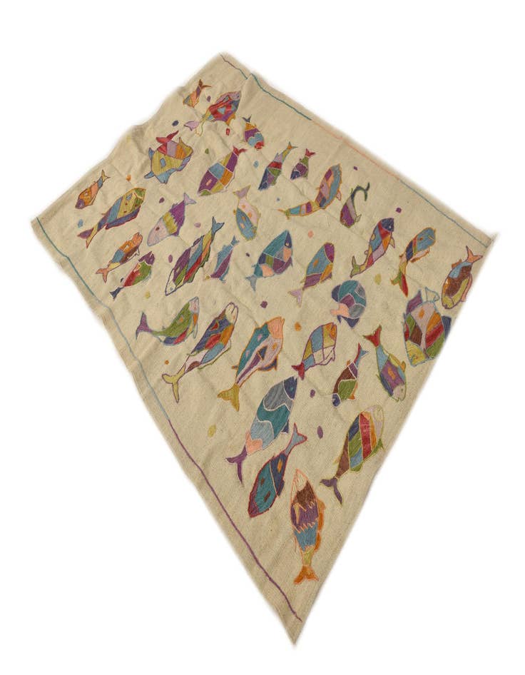 Detail image of 4' 2 x 5' 7  Hand Woven Kilim Suzani Wool Rug