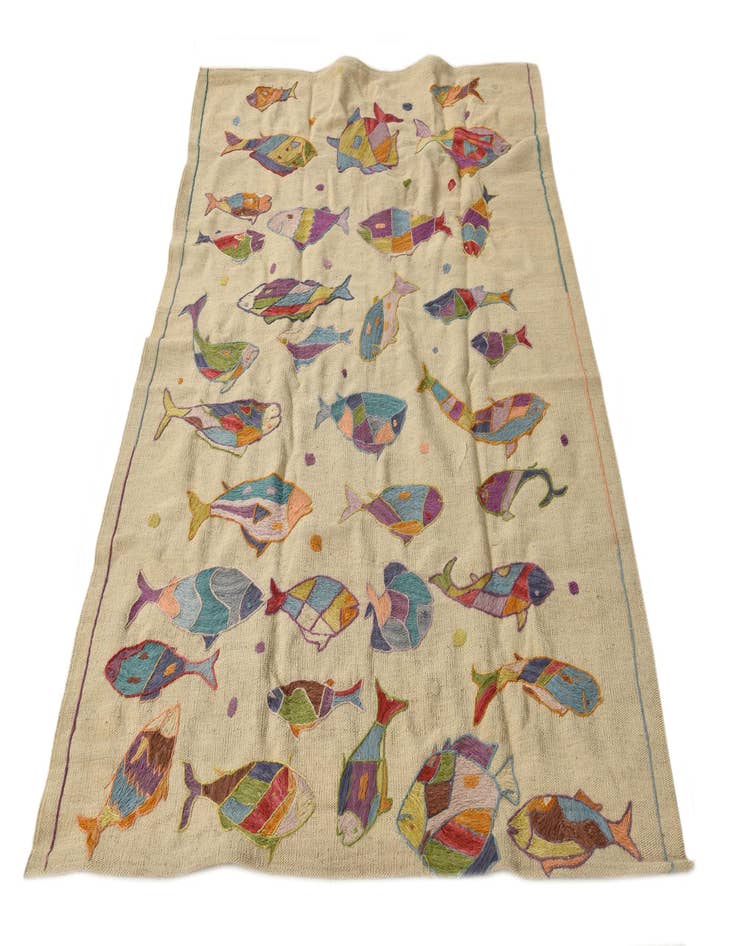 Detail image of 4' 2 x 5' 7  Hand Woven Kilim Suzani Wool Rug