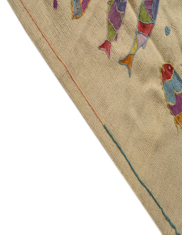 Detail image of 4' 2 x 5' 7  Hand Woven Kilim Suzani Wool Rug