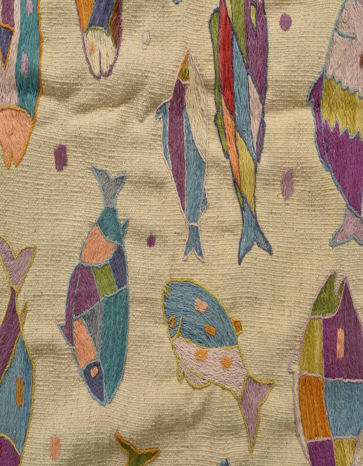 Detail image of 4' 2 x 5' 7  Hand Woven Kilim Suzani Wool Rug