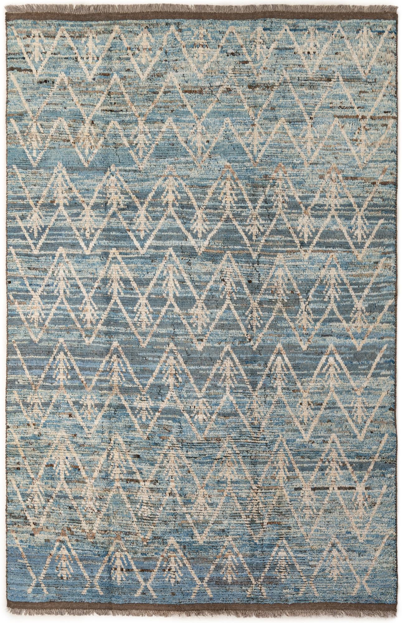 6' 9 x 10' 2 Hand Knotted Moroccan Wool Rug