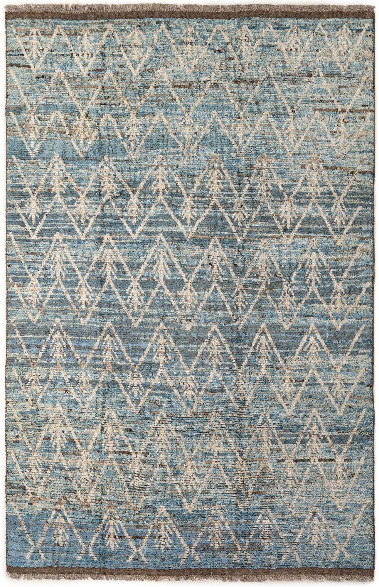 6' 9 x 10' 2 Hand Knotted Moroccan Wool Rug