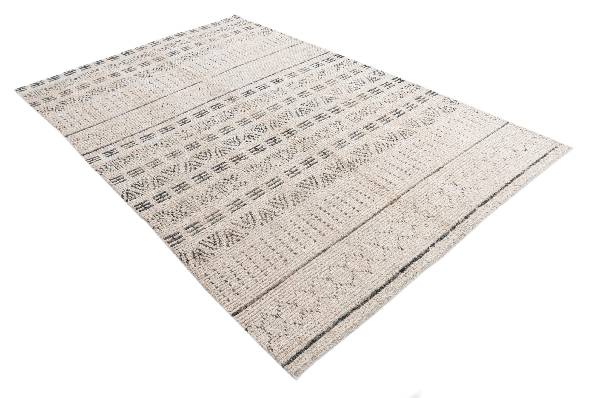 6' 2 x 9' 7 Hand Knotted Moroccan Wool Rug