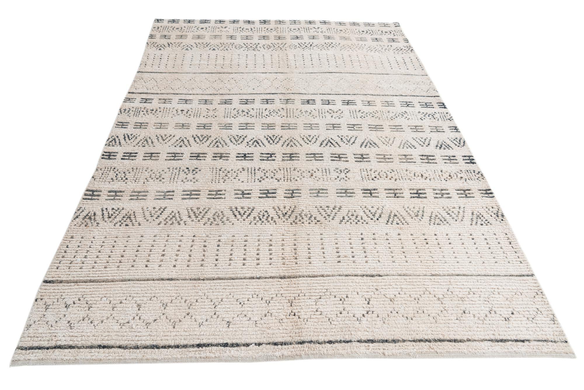 6' 2 x 9' 7 Hand Knotted Moroccan Wool Rug