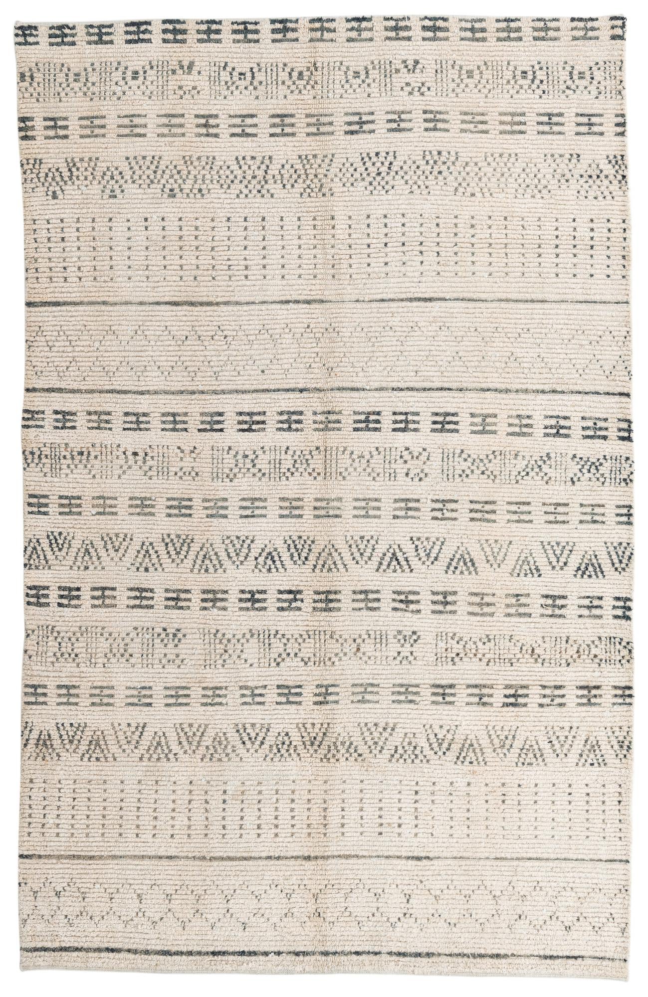 6' 2 x 9' 7 Hand Knotted Moroccan Wool Rug