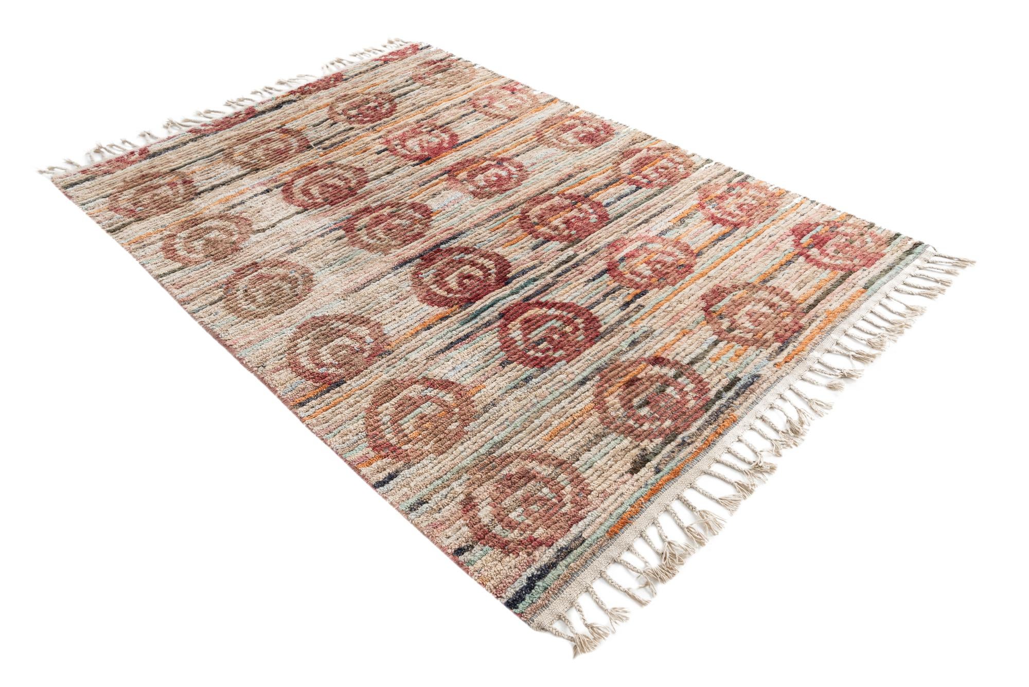 4' 7 x 6' 8 Hand Knotted Moroccan Wool Rug