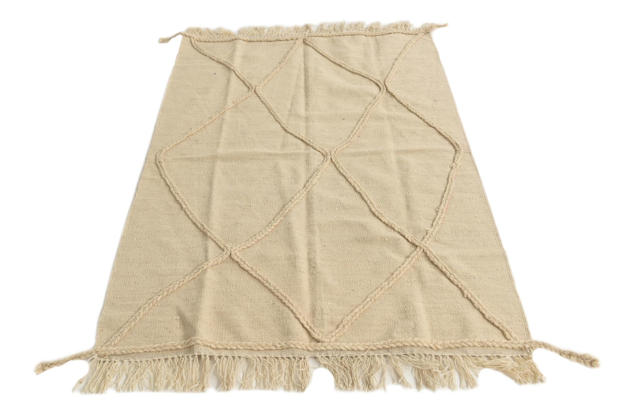 3' 4 x 5' 2 Hand Knotted Moroccan Wool Rug