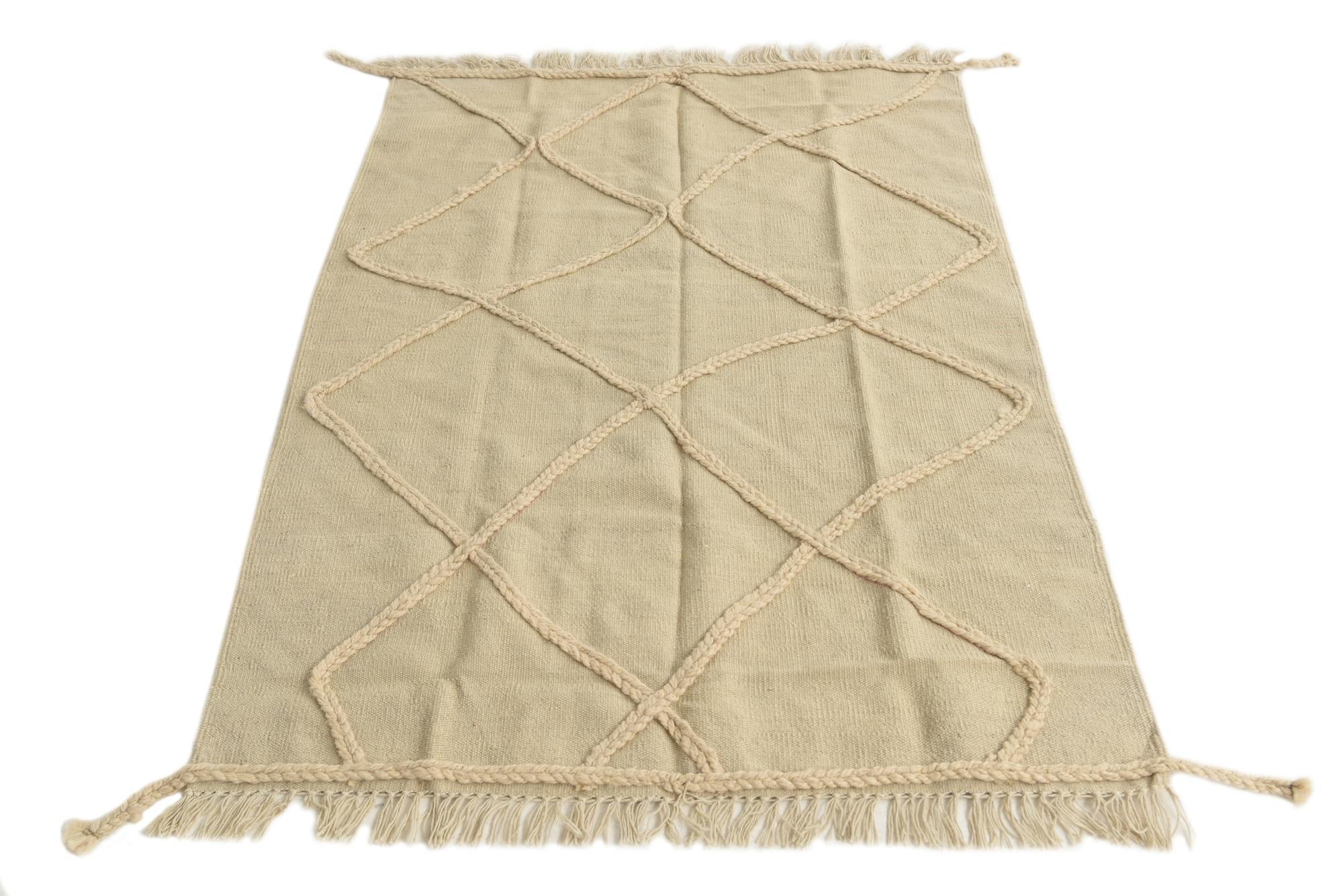 3' 4 x 5' Hand Knotted Moroccan Wool Rug