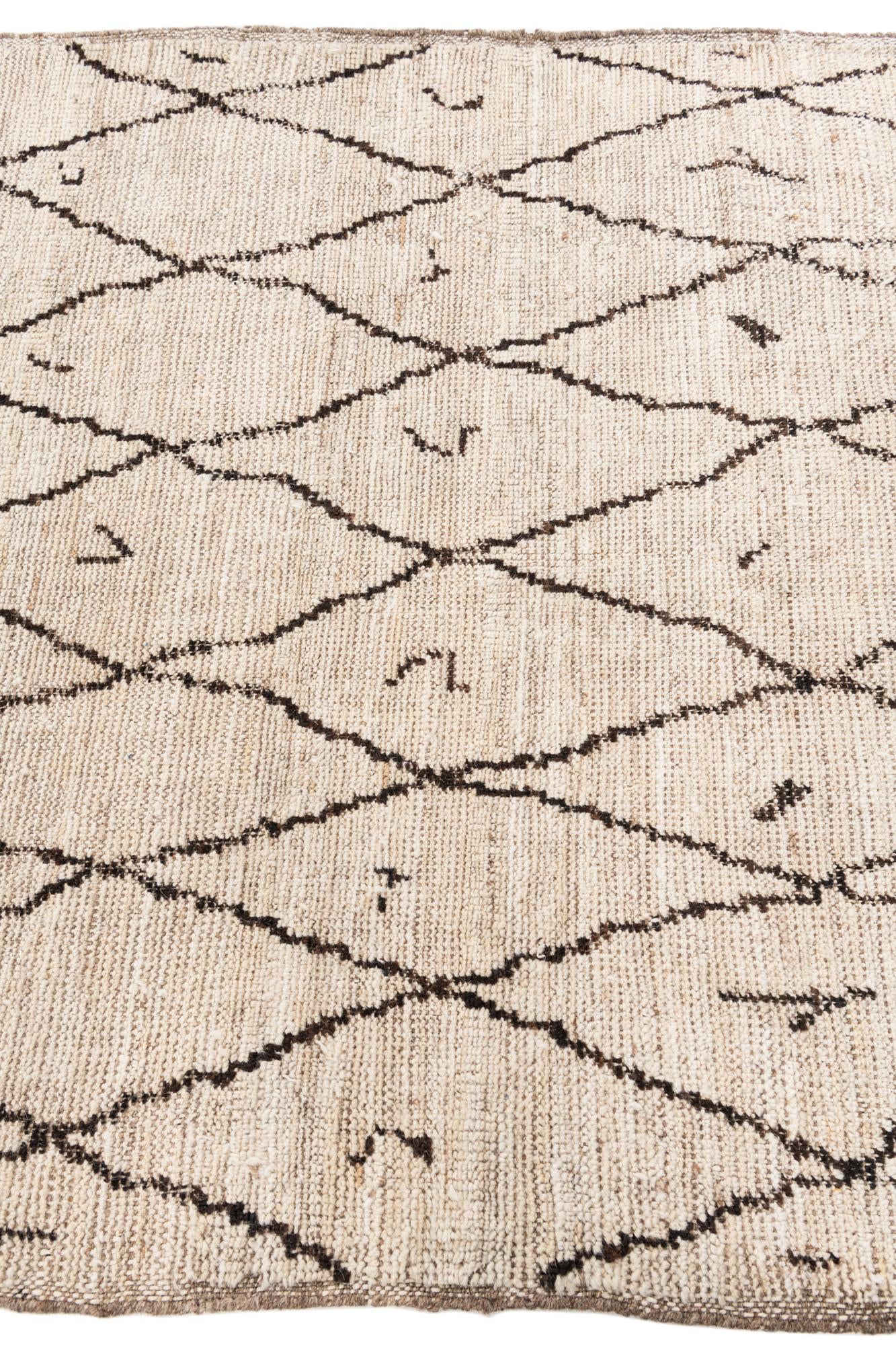 4' 3 x 6' Hand Knotted Moroccan Wool Rug