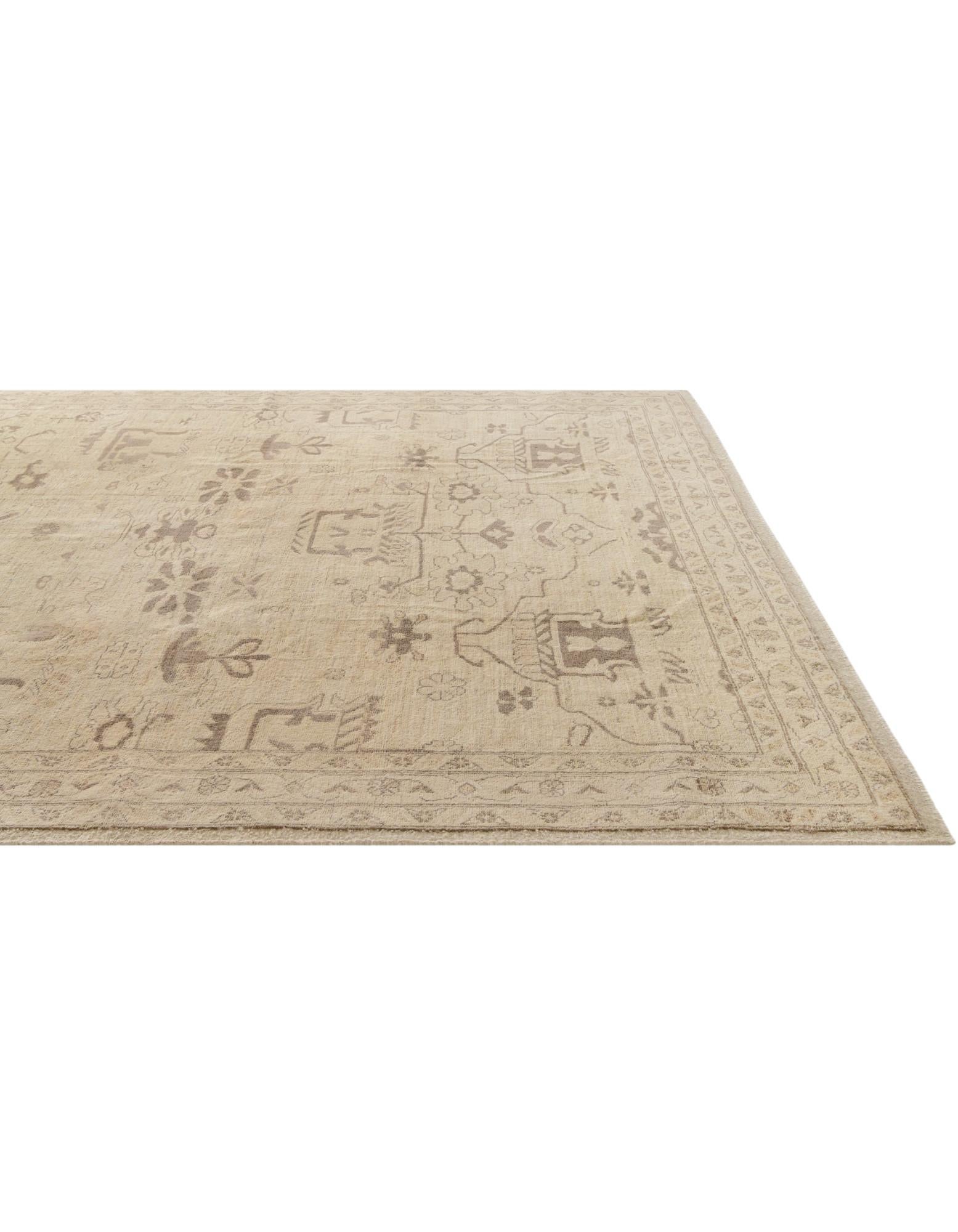 9' 2 x 12' 7 Hand Knotted Oushak Wool Rug