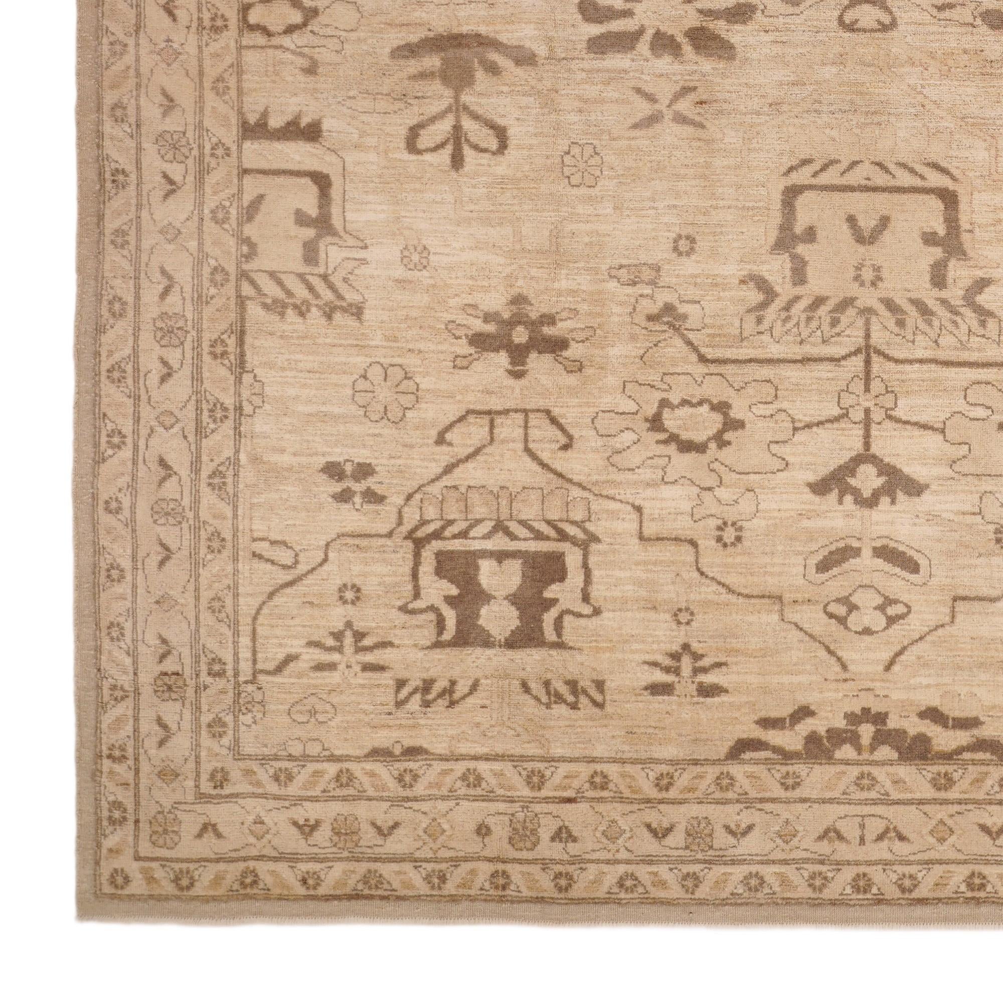 9' 2 x 12' 7 Hand Knotted Oushak Wool Rug