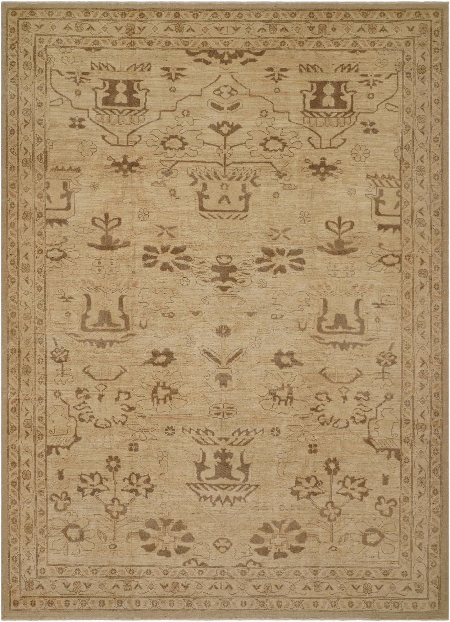 9' 2 x 12' 7  Hand Knotted Oushak Wool Rug