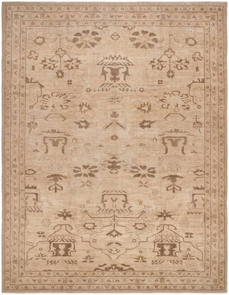 Detail image of 9' 2 x 12' 7 Hand Knotted Oushak Wool Rug