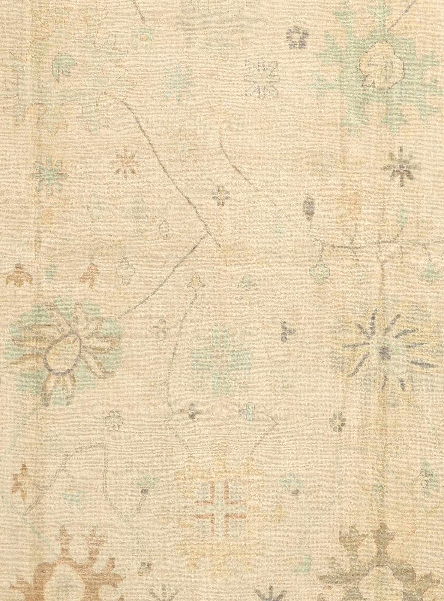 10' 5 x 13' 11 Hand Knotted Oushak Wool Rug