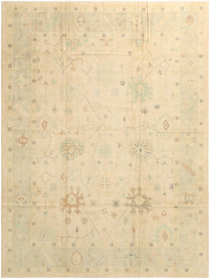 Detail image of 10' 5 x 13' 11 Hand Knotted Oushak Wool Rug