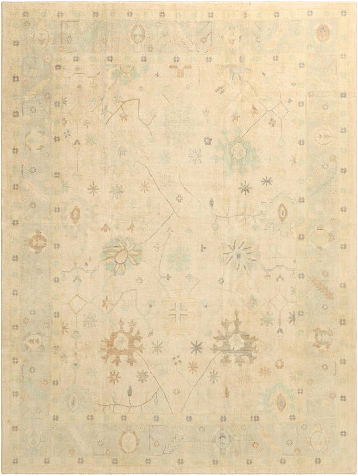 Detail image of 10' 5 x 13' 11 Hand Knotted Oushak Wool Rug