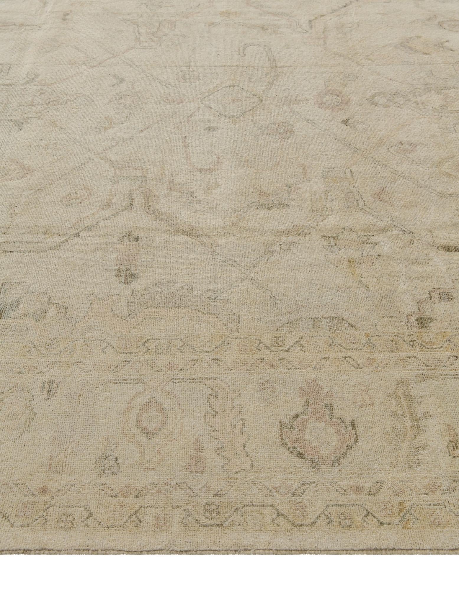 9' 2 x 11' 11 Hand Knotted Oushak Wool Rug