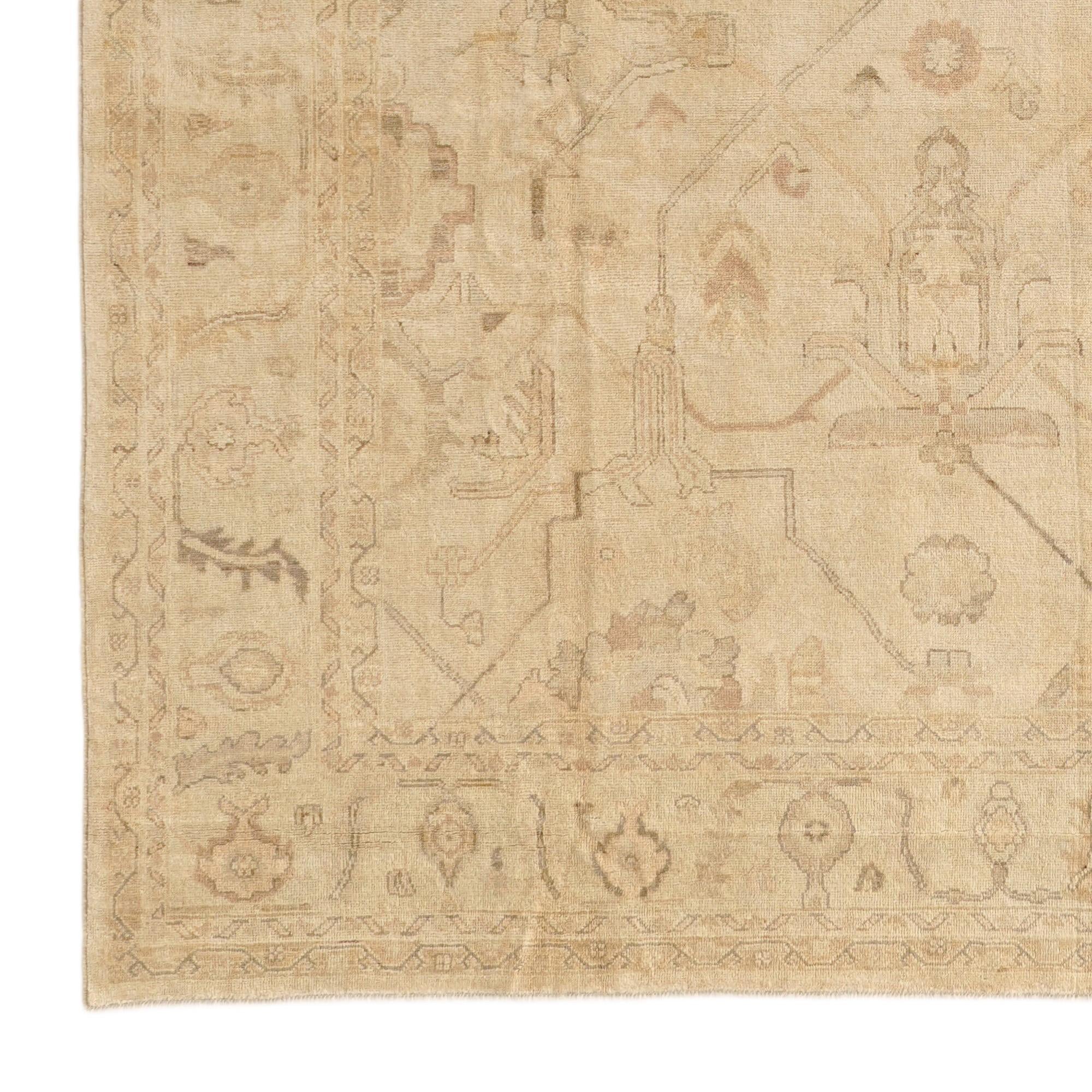 9' 2 x 11' 11 Hand Knotted Oushak Wool Rug
