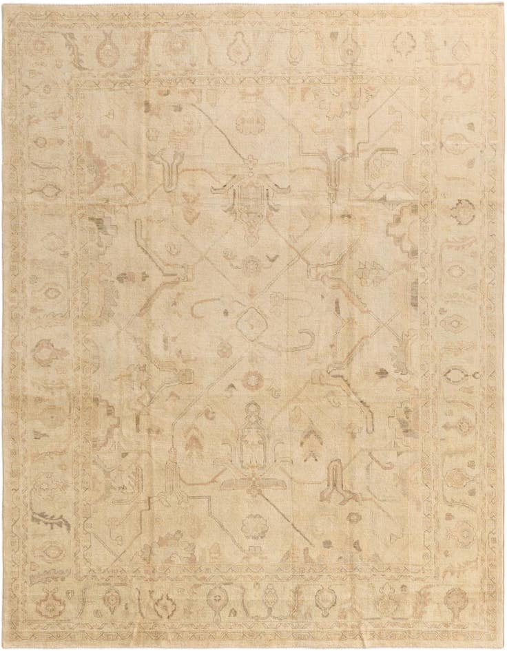 Detail image of 9' 2 x 11' 11 Hand Knotted Oushak Wool Rug