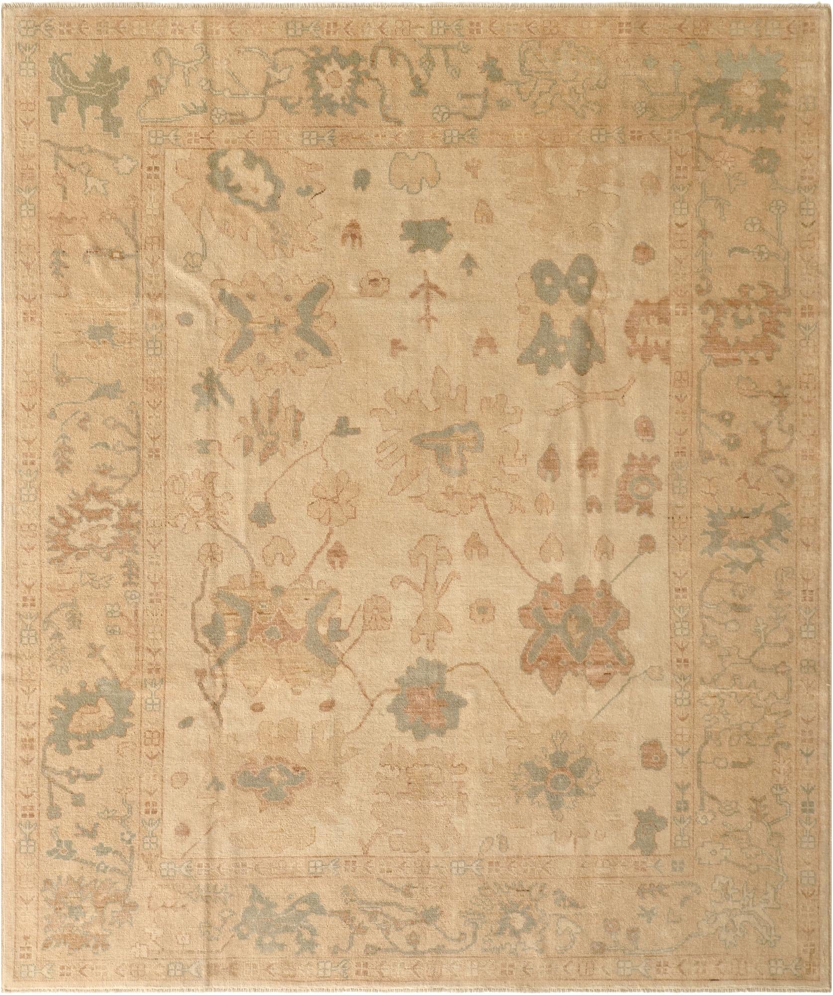 8' 5 x 9' 10  Hand Knotted Oushak Wool Rug