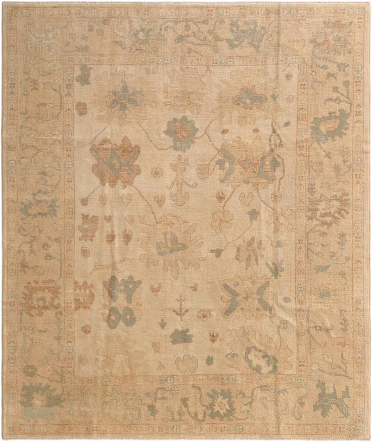 Detail image of 8' 5 x 9' 10 Hand Knotted Oushak Wool Rug