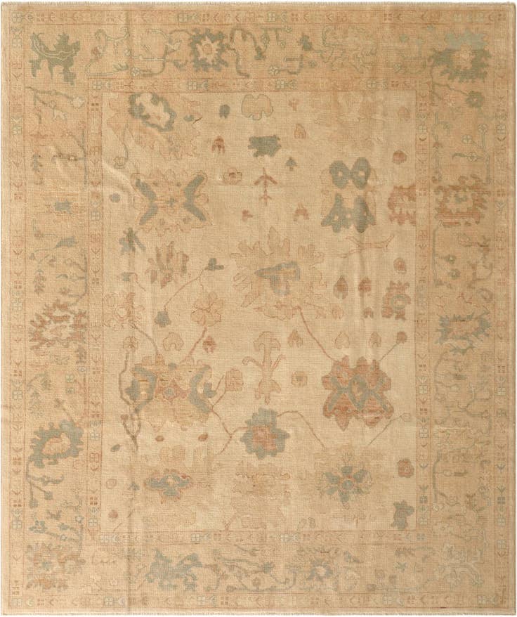 Detail image of 8' 5 x 9' 10 Hand Knotted Oushak Wool Rug