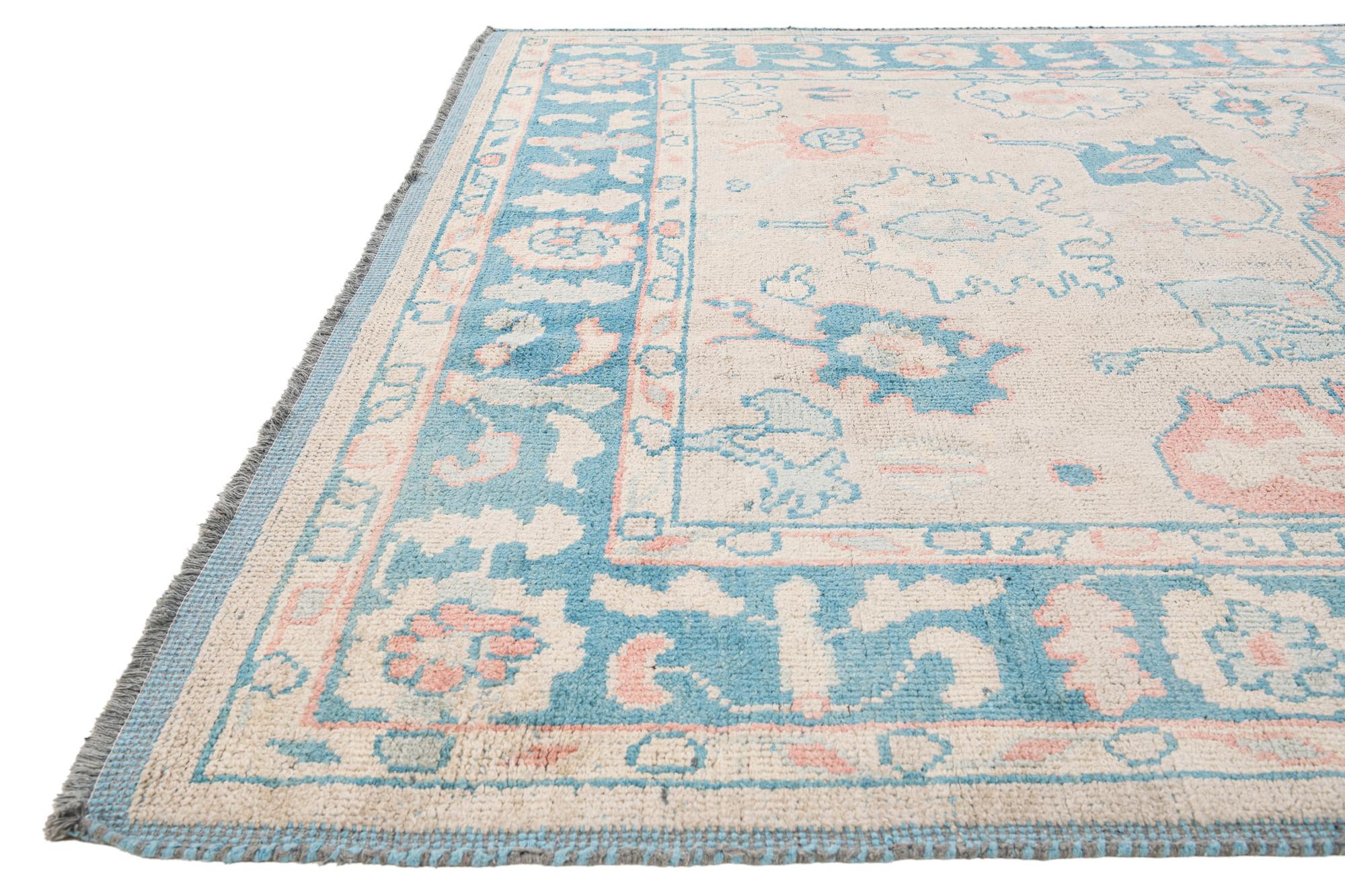 8' 2 x 10' 6 Hand Knotted Oushak Wool Rug