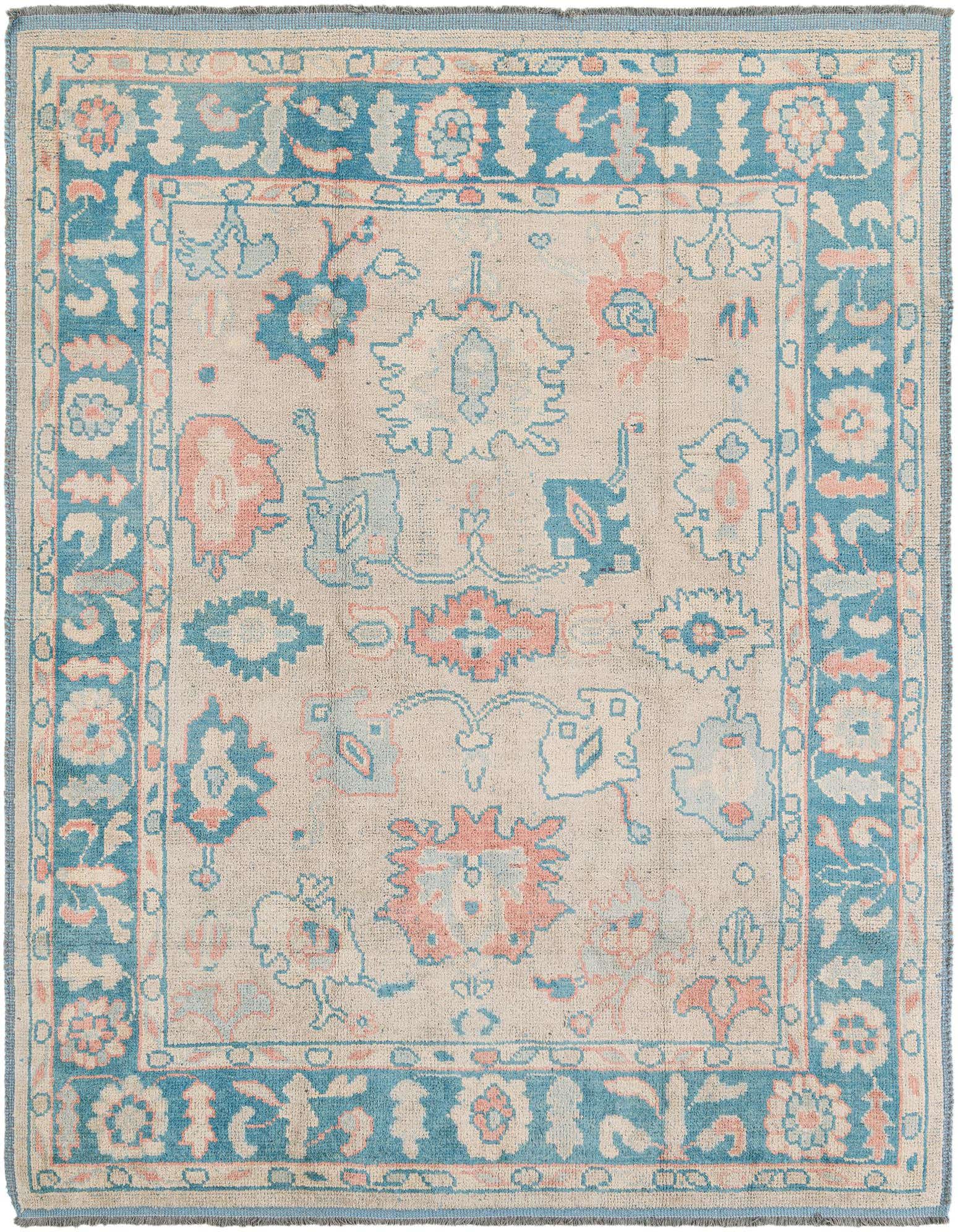 8' 2 x 10' 6 Hand Knotted Oushak Wool Rug