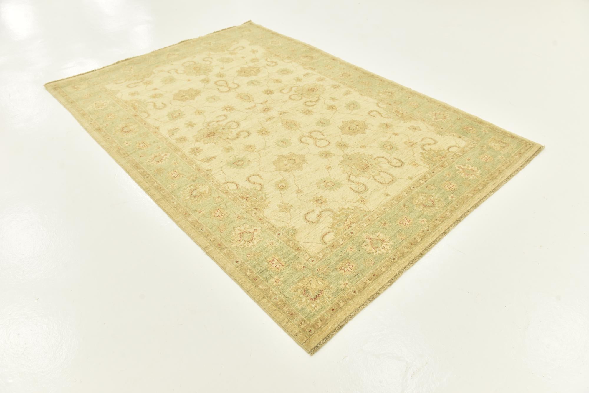 5' 8 x 8' 2 Hand Knotted Peshawar Ziegler Rug
