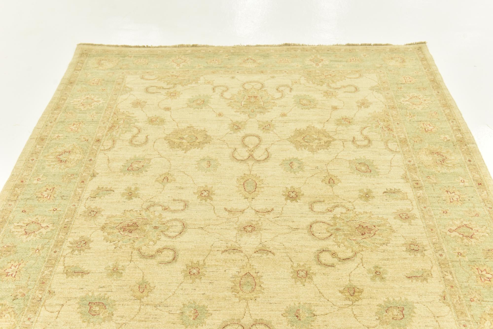 5' 8 x 8' 2 Hand Knotted Peshawar Ziegler Rug