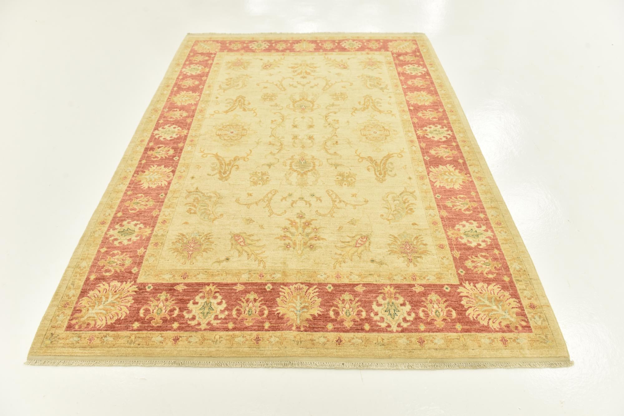 5' 9 x 8' 1 Hand Knotted Peshawar Ziegler Rug