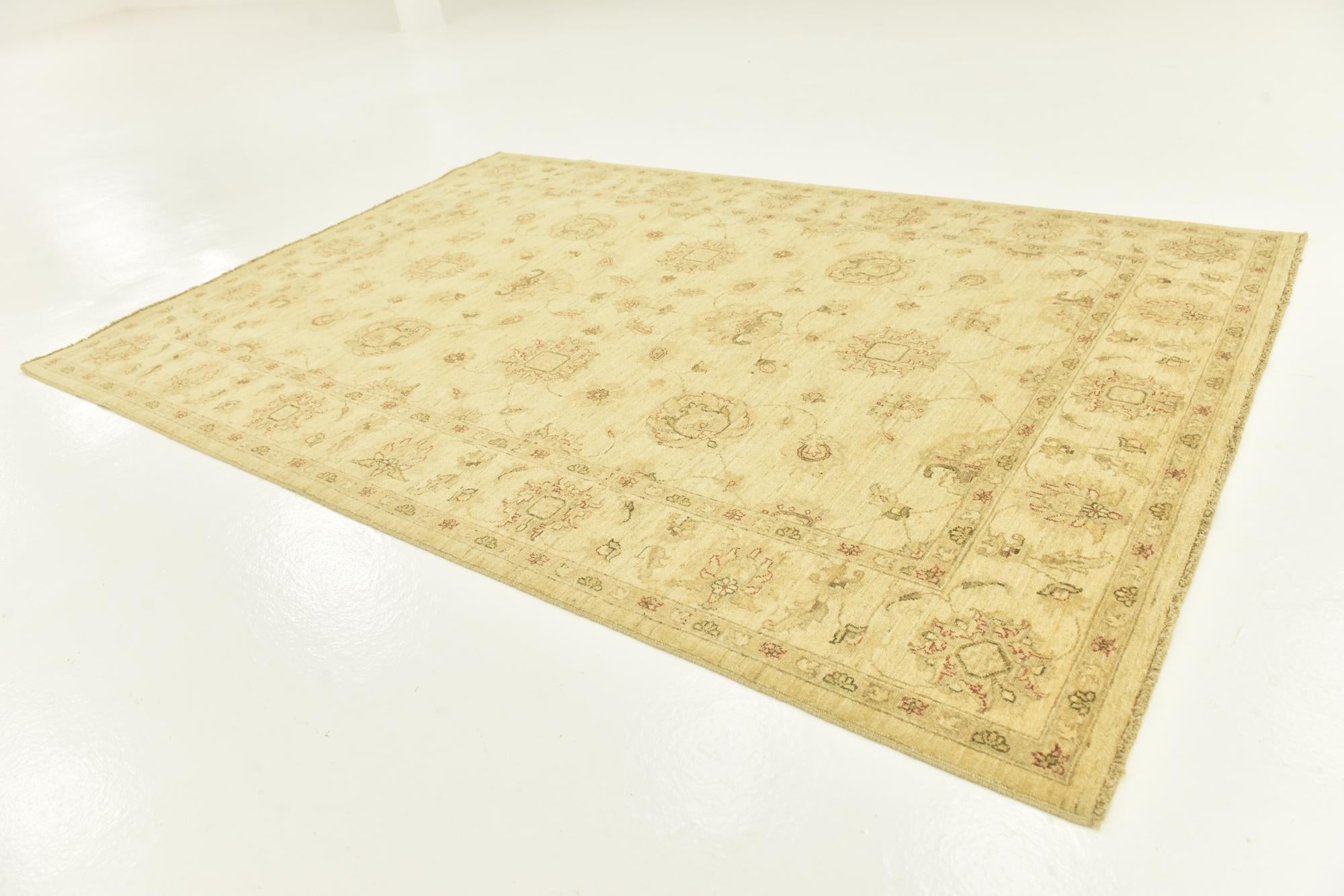 5' 6 x 8' Hand Knotted Peshawar Ziegler Rug