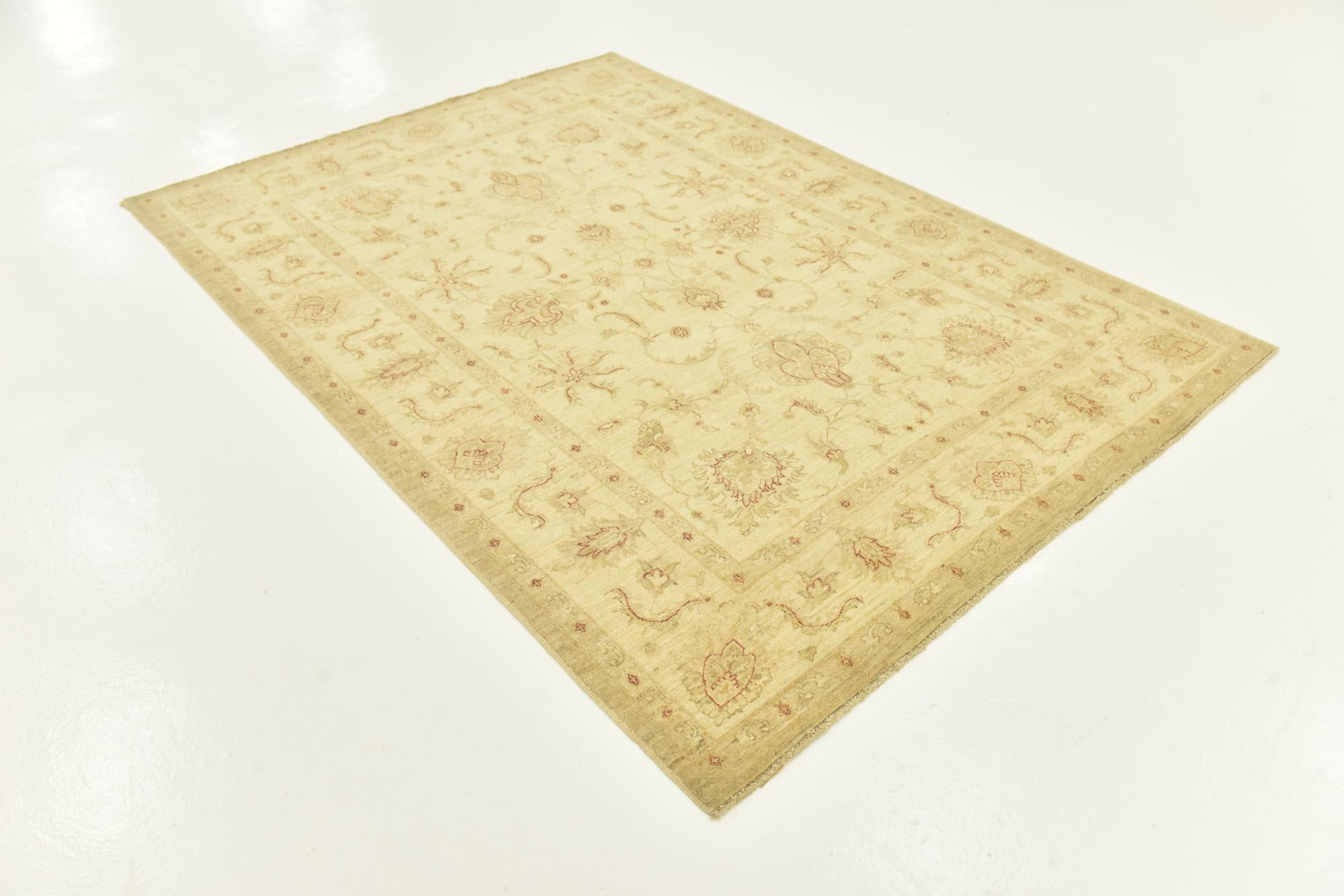 5' 9 x 8' Hand Knotted Peshawar Ziegler Rug