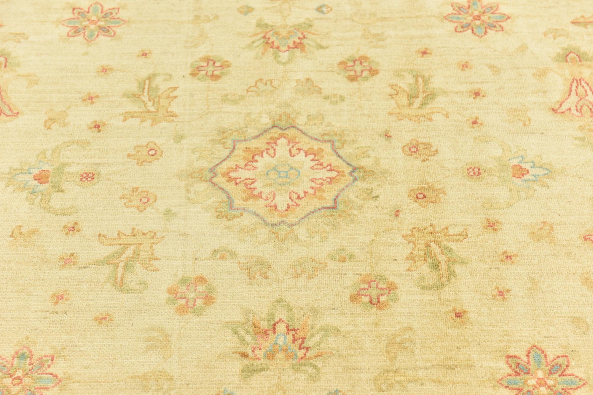 7' x 9' 5 Hand Knotted Peshawar Ziegler Rug