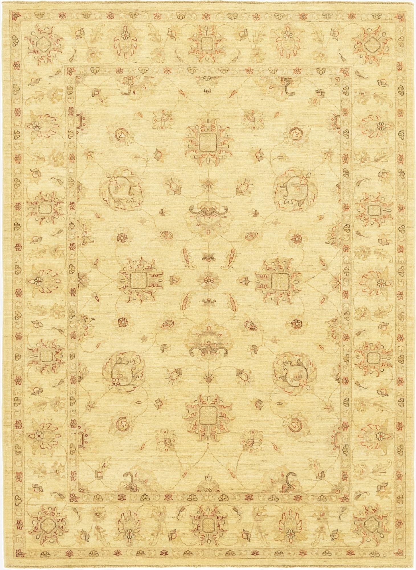 5' 9 x 8'  Hand Knotted Peshawar Ziegler Rug