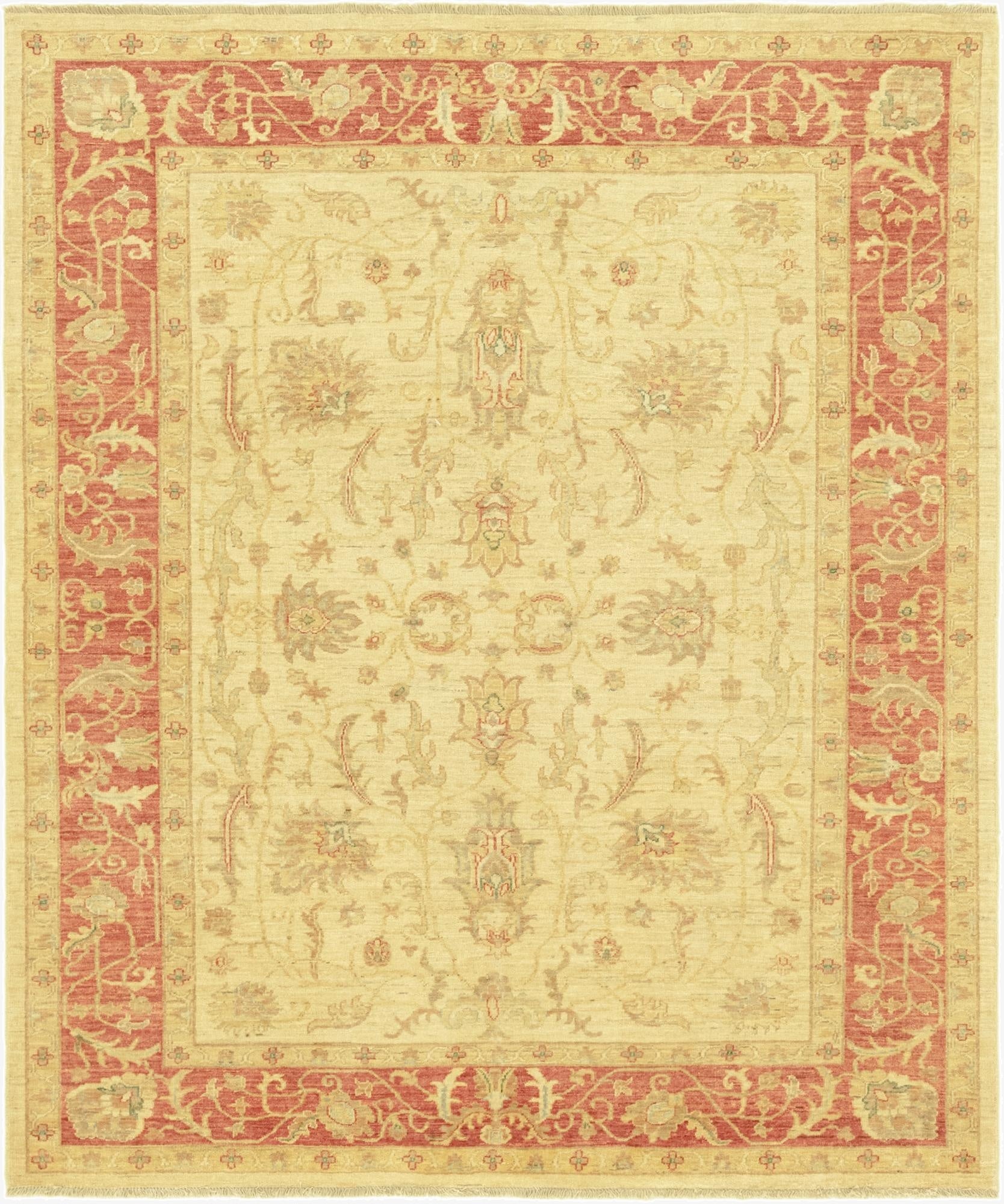5' 9 x 6' 8  Hand Knotted Peshawar Ziegler Rug
