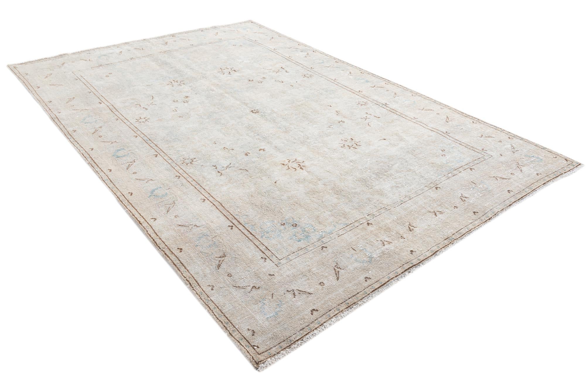 6' 3 x 9' 6 Hand Knotted Ultra Vintage Persian Wool Rug