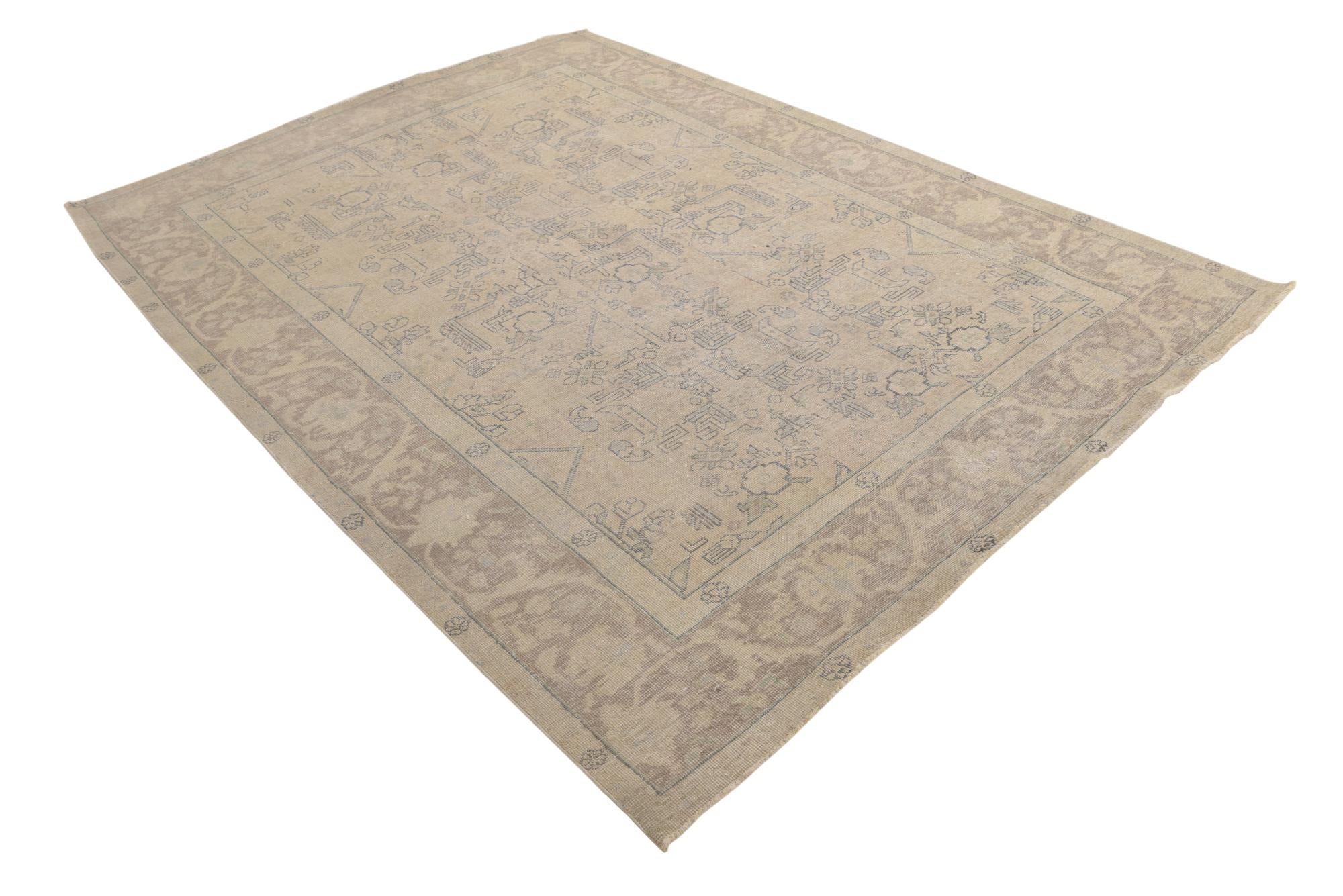 6' 7 x 9' 2 Hand Knotted Ultra Vintage Persian Wool Rug