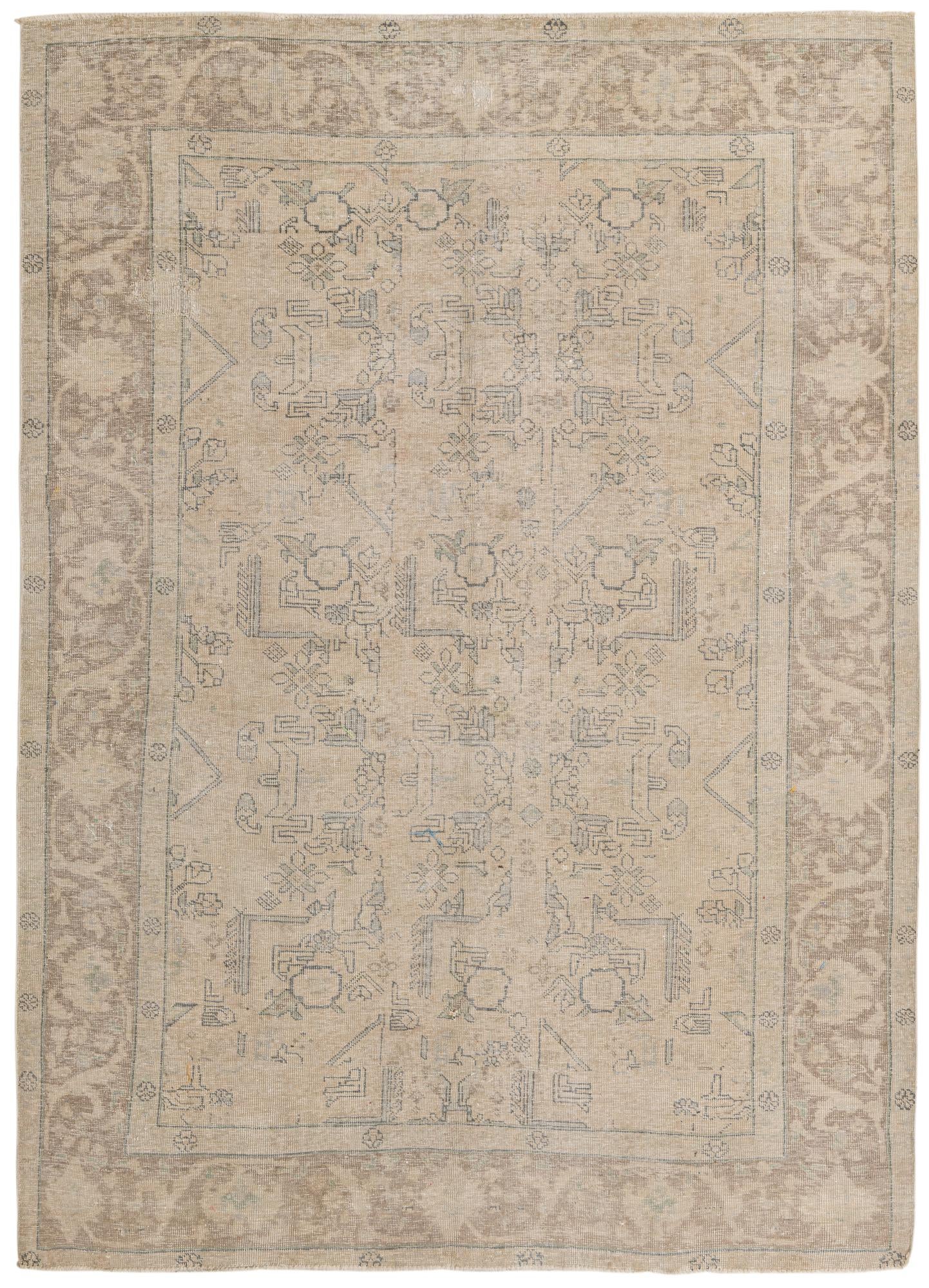 6' 7 x 9' 2 Hand Knotted Ultra Vintage Persian Wool Rug